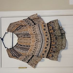 Democracy Blouse.  Boho print.  Size Small